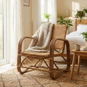 Chaise en rotin d'extérieur confortable, durable, écologique, légère et minimaliste pour la salle à manger, le salon ou la ferme - Product Image 3