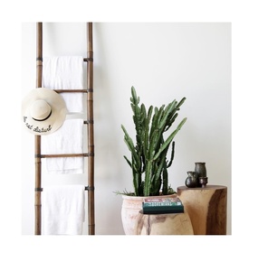 Escalera de manta de bambú a precio barato, escalera de manta de alta calidad independiente para colgar ropa, toalla, Mini escaleras naturales - Product Image 1