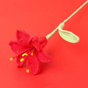 Finished Cross-Border Hand Crochet <b>Yarn</b> Artificial Lilies Knitted Flower Bouquets Wholesale Floral Decor for Flower Shops - Product Image 4