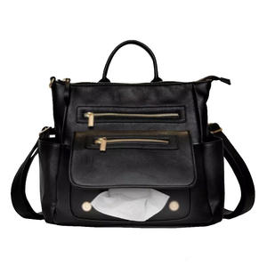 Large Capacity Waterproof Genuine Leather Diaper Backpack <b>Changing</b> Station Fashion Nappy Travel <b>Bag</b> for Baby Daily Use Zipper - Product Image 2