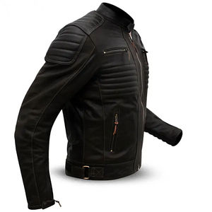 Veste de moto en cuir et laine camouflage pour homme, vente chaude, hiver, avec design et logo personnalisés, fermeture éclair intégrale - Product Image 4
