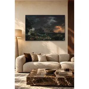 Fida Vernet Schiff an den Felsen vorbei getrieben im Sturm Leinwand-Wandkunstdruck - Product Image 2