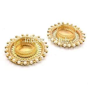Golden Color Tea Light Holders Diwali Diyas Diwali Gift Home Decor Tealight Holders Table Top - Product Image 3
