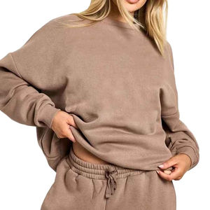 Women <b>Crewneck</b> Oversized Sweatshirt Straight Leg Jogger Fleece Cotton Print Embroidery Tracksuit Custom Woman Tracksuit 2026 - Product Image 3