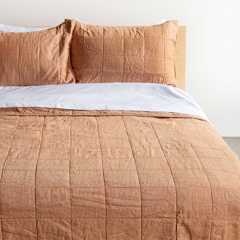 Trapunta in lino 100% arancione