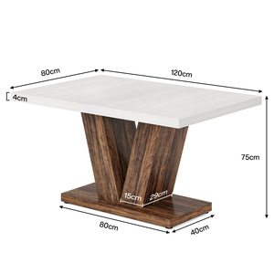 <span class=keywords><strong>Tavolo</strong></span> da Pranzo Convertibile in Legno da 47 Pollici per 4 Persone, Design Moderno, <span class=keywords><strong>Tavolo</strong></span> da <span class=keywords><strong>Cucina</strong></span> Rettangolare Bianco con Piedistallo a V <span class=keywords><strong>Marrone</strong></span> Rustico per Hotel - Product Image 3