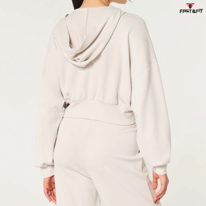 Custom Logo Front Streetwear Women's Knitted Short Crop <b>Hoodie</b> Pullover <b>Gym</b> Casual - Product Image 2