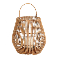 Lanternes en bois faites à la main bougie suspendue en gros Restaurant tissé canne en osier Wiwin Jute lanterne maison décorative en gros article