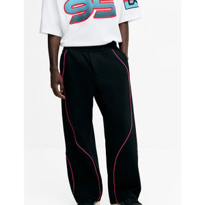 Pantalons de survêtement en molleton doublé de coton mélangé de haute qualité, logo personnalisé en gros, coupe décontractée pour hommes, pantalon de survêtement à jambes larges surdimensionné - Product Image 5