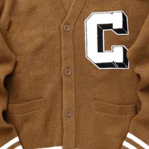 เสื้อคาร์ดิแกนถักลายสำหรับสตรีเสื้อถักคอวีมีกระดุมโลโก้ออกแบบได้ตามที่ต้องการ - Product Image 4