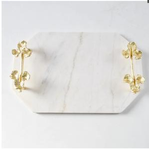 Beau plateau de décoration en marbre naturel plateau de service de taille personnalisée pour la maison Design élégant en métal pour servir des aliments - Product Image 3