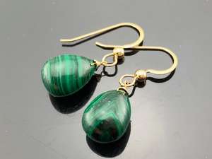 Pendientes Colgantes de Malaquita para Niños con Aspecto Elegante, Plata de Ley Chapada en Oro, Engaste de Bisel, Regalo de Aniversario de Bodas, Joyería - Product Image 5