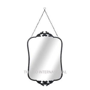 Miroir mural décoratif en métal noir fini, accessoires muraux en aluminium pour la décoration intérieure - Product Image 1