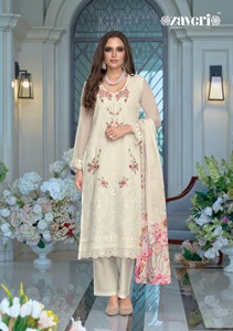 Organza de style moderne avec impression et broderie Salwar Suit Exportateur et fournisseur indiens de Surat à bas prix - Product Image 3