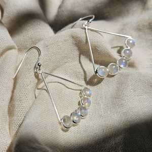 925 argent Sterling pierre de lune pierres précieuses boucles d'oreilles plaqué or mariage/fête bijoux pour femmes Style à la mode - Product Image 1