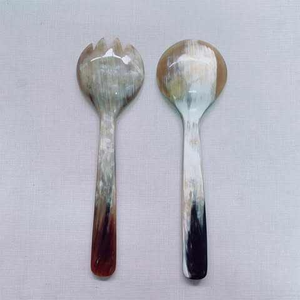 Cuillère et fourchette à salade en corne de buffle pure, design personnalisé, fabriquées à la main, écologiques, de haute qualité, couleur naturelle - Product Image 5