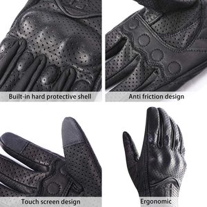Gants de course d'été unisexes en cuir de vachette court perforé design imperméable de protection pour motards de rue équipement de moto - Product Image 3