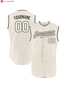 Camisetas de béisbol con logotipo de impresión por sublimación de alta calidad, camisetas de béisbol con cuello en V en blanco, camisetas sin mangas de béisbol con botones completos - Product Image 3