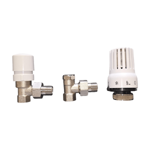 Válvula Termostática Tradicional de Hierro Niquelado, Conexión 3/8 para Radiador, Cabezal Termostático de Bloqueo para el Control del Radiador en Hogares - Product Image 1