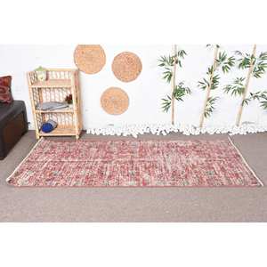 พรมขนแกะวินเทจสีแดงขนาด3.2x7.3ฟุตพื้นที่ขนาดใหญ่รูปสี่เหลี่ยมผืนผ้าโถงทางเดินหนา10มม. สำหรับด้านหลังยางข้างเตียง - Product Image 1