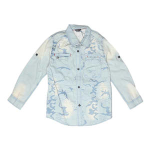 เสื้อเชิ้ตเดนิมแขนยาวสำหรับเด็กผู้ชาย - สีฟ้าอ่อน - Product Image 1