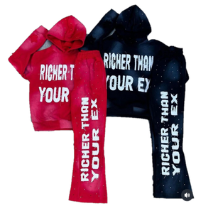 Custom Men's Heavyweight Distressed Zip-Up Hoodie Sweatpants Acid Washed Vintage Streetwear Breathable <b>Hip</b>-Hop Print Tracksuit - Product Image 6