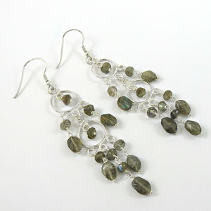 Natural Labradorite Gemstone 925 Sterling <b>Silver</b> Beaded <b>Earrings</b> for Woman Girls Classic Look <b>Dangle</b> <b>Earring</b> Bohemian Jewelry - Product Image 1