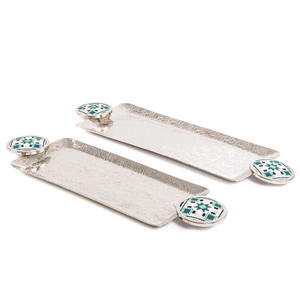 JUEGO DE 2 bandejas para servir alimentos con acabado personalizado de estilo lujoso, bandeja para servir té y café decorativa hecha a mano, proveedor de India - Product Image 4