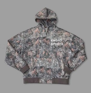 Venta al por mayor de la prima de peso pesado de algodón de camuflaje sudadera con cremallera personalizable con logotipo frontal Tie-Dye impresión en línea disponible - Product Image 4