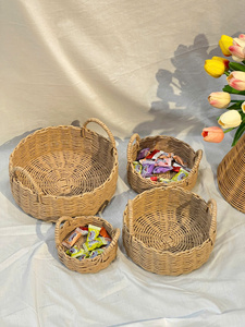 Plateau circulaire en fibre de papier avec mini poignées décoratives écologiques pour collations de cuisine et salon divertissant - Product Image 5