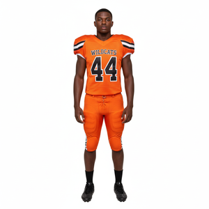 Ensemble d'uniformes de football américain pour adultes OEM, court, à séchage rapide, respirant, vêtements de sport en polyester, comprend un maillot, un pantalon, équipe personnalisée - Product Image 3