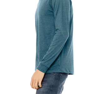 Camiseta de manga larga Deep Teal Heather Estilo formal Mezcla lujosa de algodón peinado Airlume 52% y tela de punto polivinílico 48% - Product Image 5