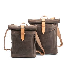 Sac à dos roll top en cuir minimaliste style vintage pour homme LRTB-0087 étanche pour les voyages d'affaires ordinateur portable cuir véritable - Product Image 3