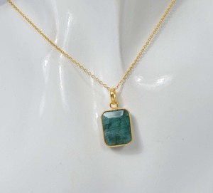 Pendentif en argent sterling 925 avec pierres précieuses couleur vert émeraude pour femmes, cadeau de mariage parfait pour l'amour avec bijoux estampillés 925 - Product Image 2