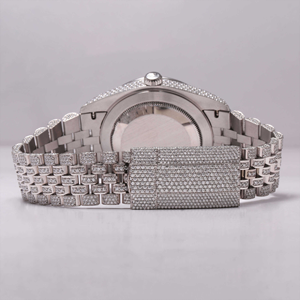 Reloj de Pulsera de Cuarzo con Esfera Negra Completamente Adornada con Cristales, Unisex, de Lujo, Elegante, de Acero Inoxidable, con Diamantes de Moissanita Amarillos - Product Image 2