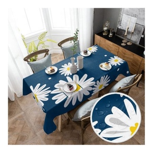 Organic Cotton Table Cloth Sets Manufacturer Daisy Floral Printed <b>Edge</b> Bind High Quality Bulk OEM Private Label - Product Image 1