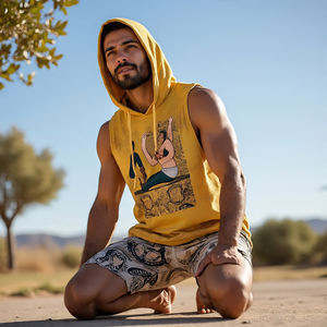 Sweat à capuche sans manches imprimé pour hommes, vêtements de gym, capuche de sublimation, coupe musclée, capuche sans manches imprimée pour hommes - Product Image 4