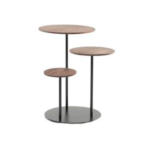 Mesa nido Mesa de forma redonda con tapa de madera Metal Color negro Marco recubierto de polvo Muebles para el hogar Suministros para la sala de estar - Product Image 1
