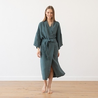 Batas de Spa Unisex ligeras Kimono transpirable Albornoz de lino y algodón para hombres y mujeres
