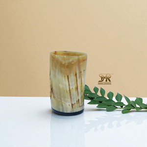 Rustic Natural Buffalo Horn Drinking Glass Handmade Tumbler for Viking Medieval Style Parties and Home Bar Decor - Product Image 1
