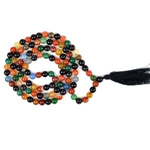 Collier Mala en Cristal d'Onyx Multicolore, Pierre Naturelle de Guérison pour la Force et la Protection - Product Image 1
