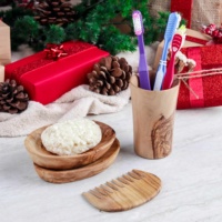 Ensemble de porte-savon en bois d'olivier ArtisRaw, accessoires en bois naturel, écologiques, pour la salle de bain, l'hôtel, rangement, style, portable