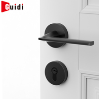 Poignées de porte en alliage d'aluminium de luxe pour portes en bois, design moderne élégant, haute durabilité, ensemble de poignées de porte avec serrure, noir, hôtels, villas