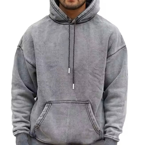 Vente en gros de sweats à capuche surdimensionnés pour hommes, en coton épais de qualité supérieure, écologiques, avec poche, style US, thermique, délavé à l'acide, pour l'hiver - Product Image 1