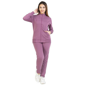 ชุดวอร์มลำลองสำหรับผู้หญิง ผ้าฟลีซสำหรับฤดูหนาว คอปกผูกโบว์ ทรงปกติ ซิปแบบเรียบ กระเป๋าเฉียงสองด้าน ปักลายกระดุม ชุดเดียว - Product Image 5