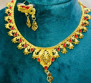 Collar de Joyería de Moda, Personalizado, de Alta Calidad, Joyería India, con Pedrería Roja, Regalo de Boda para Mujer, Chapado en Oro de 18k - Product Image 2