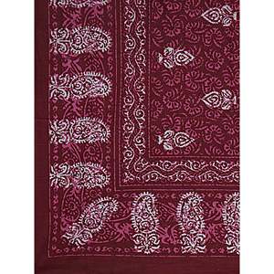 Parure de lit simple en coton 180 TC bordeaux avec 1 taie d'oreiller, motifs ethniques, ensemble 3 pièces, draps-housses pour usage domestique - Product Image 4