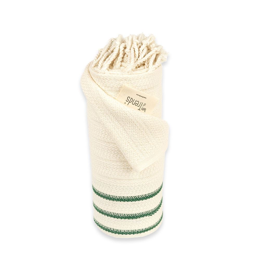 Cream with Green Stripes