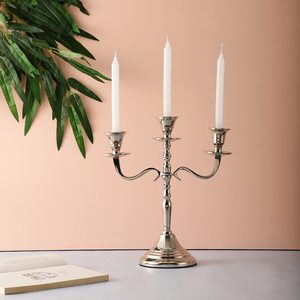 Candelabre sur pied personnalisé à 5 bras en métal/cristal, finition argentée, pour la décoration de la maison, des mariages et de Noël - Product Image 5