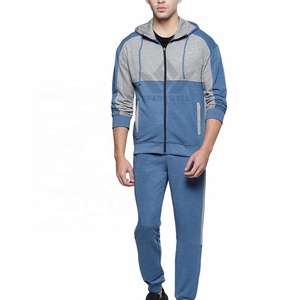 Conjunto de chándal de invierno para hombre, azul acero y gris jaspeado, de forro polar, con capucha y cremallera completa, pantalón jogger, corte regular, 100% - Product Image 5